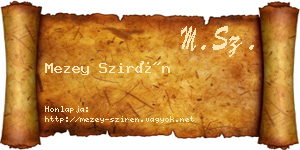 Mezey Szirén névjegykártya